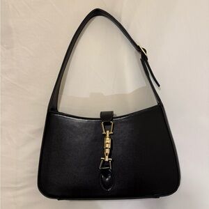 Black Faux Leather Shoulder Bag